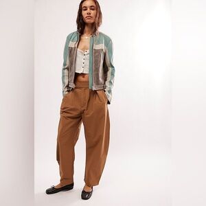 FREE PEOPLE Gabriette Barrel Trouser in Rubber Brown